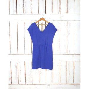 90s blue / purple open back knee length dress